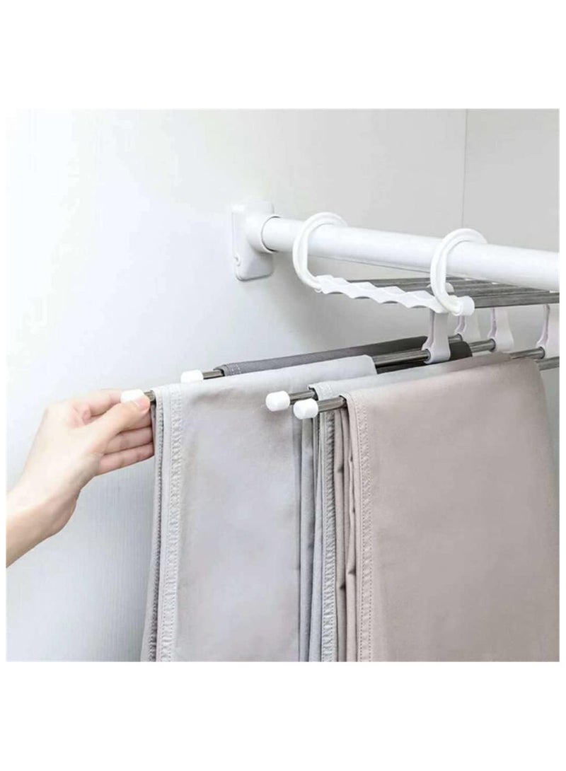 Black High Quality 5 In 1 Stainless Steel Multilayer Multifunction Magic Pants Rack Trouser Hanger Silver-Black 15.5x36cm  - Image 4