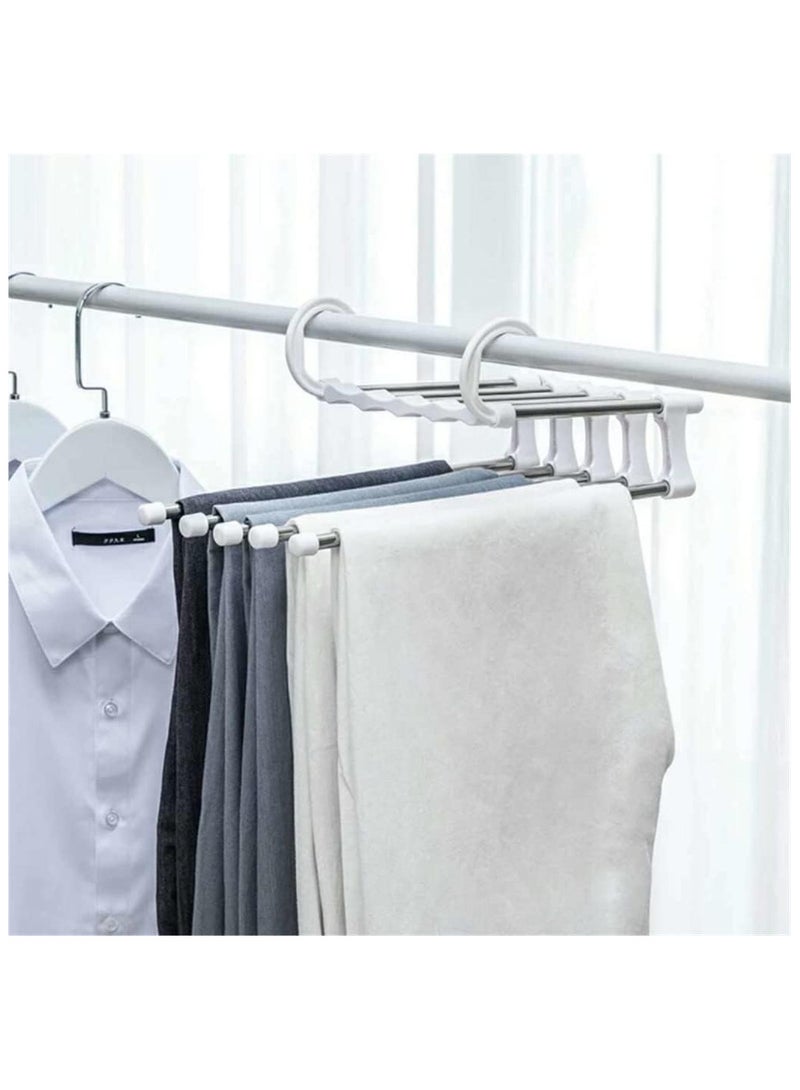 Black High Quality 5 In 1 Stainless Steel Multilayer Multifunction Magic Pants Rack Trouser Hanger Silver-Black 15.5x36cm  - Image 5