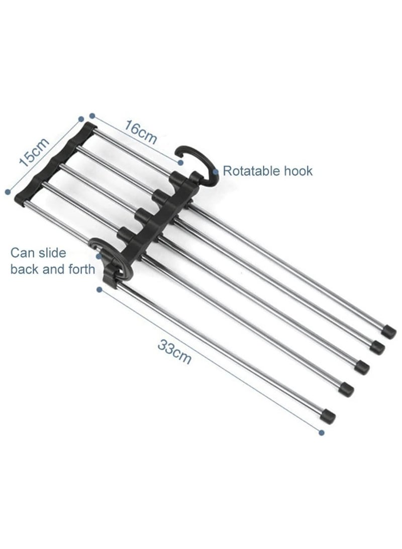 Black High Quality 5 In 1 Stainless Steel Multilayer Multifunction Magic Pants Rack Trouser Hanger Silver-Black 15.5x36cm  - Image 2