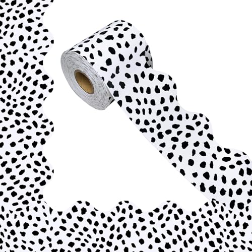 YCDMLJC 69Feet Bulletin Board Borders,Black and White Scalloped Wavy Rolled Trim Borders Decorative,for Poster Boards,Whiteboard,Wall Decoration,Party,Decoration with Classroom Border Panels - Image 1