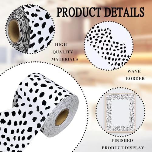 YCDMLJC 69Feet Bulletin Board Borders,Black and White Scalloped Wavy Rolled Trim Borders Decorative,for Poster Boards,Whiteboard,Wall Decoration,Party,Decoration with Classroom Border Panels - Image 3