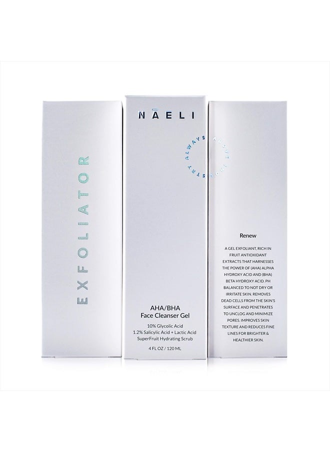 NAELI - AHA / BHA Exfoliating Face Wash - 10% Glycolic Acid & Salicylic Acid Cleanser, Anti Aging Acne & Wrinkle Reducing Facial Exfoliant, Pore Minimizer & Brightening Scrub - Vegan & Cruelty Free, 4 oz (AHA - Image 1
