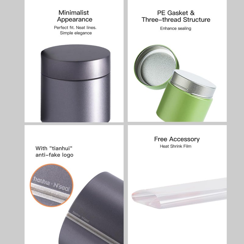 Tianhui 3 Packs Tea Tin Canister for Loose Tea Metal Tea Canister 9 oz 15 oz Round Tin Can for Coffee Beans Tea Container for Kitchen Storage Sugar Matcha Spice Powder (Mint Green, S_2.95x2.95) - Image 5