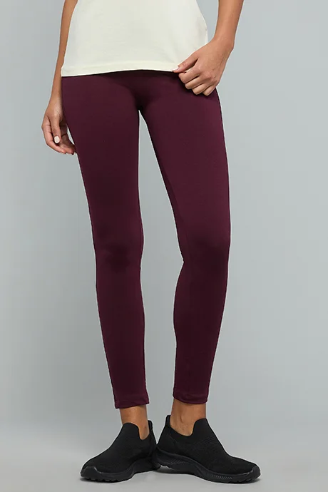 أر أند بي Solid Leggings with Elastic Waist