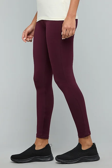 أر أند بي Solid Leggings with Elastic Waist