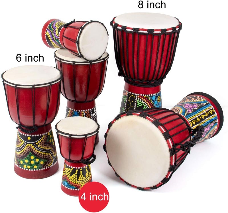 Kmise طبلة دjembe الأفريقية اليدوية مصغرة دjembe من خشب الماهوجني مع رأس طبلة جلد الماعز (4 بوصة) - Image 1