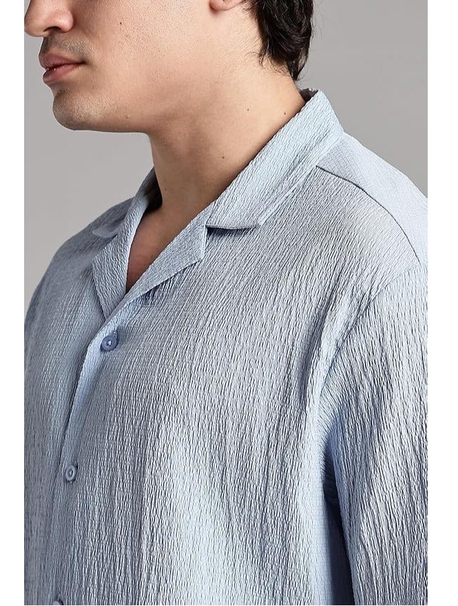 fyltr Men's Casual Shirt  - Textured Comfort: Crafted from a crinkled fabric that adds dimension and all-day ease - Image 5