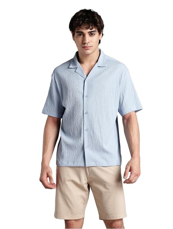 fyltr Men's Casual Shirt  - Textured Comfort: Crafted from a crinkled fabric that adds dimension and all-day ease - Image 1