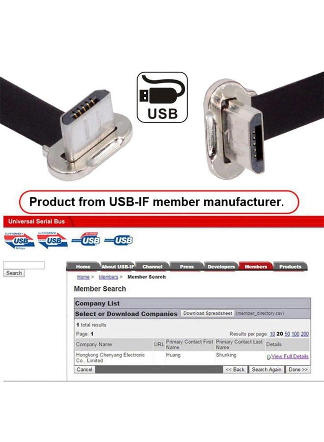 Cablecc 65W USB-C Type C to USB-C Ultra Slim Flat Power USB2.0 Data Angled Cable Fast Charge for Laptop Tablet Phone - Image 4