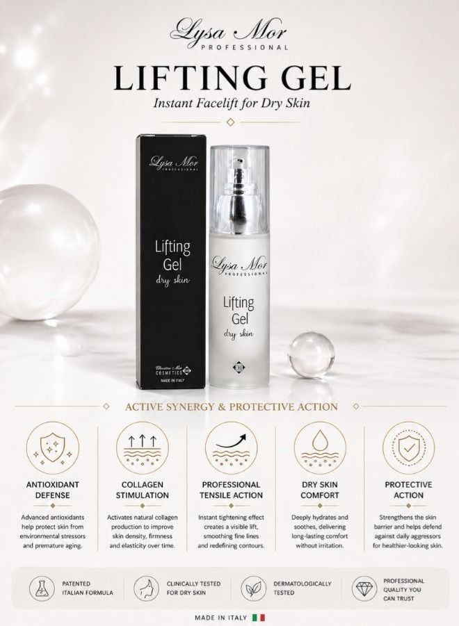 Lysa Mor Professional Lifting Gel | Dry Skin | Halal | Instant Wrinkle Eraser & Facelift Effect in 10 minutes| patent formula| 30ML - Image 4