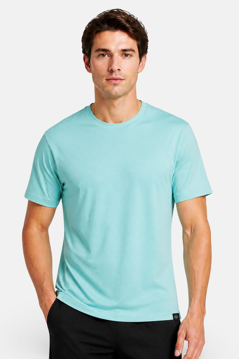 Gaiam Men Slim Fit Short Sleeve Training T-Shirt, Pastel Turquoise - Image 1