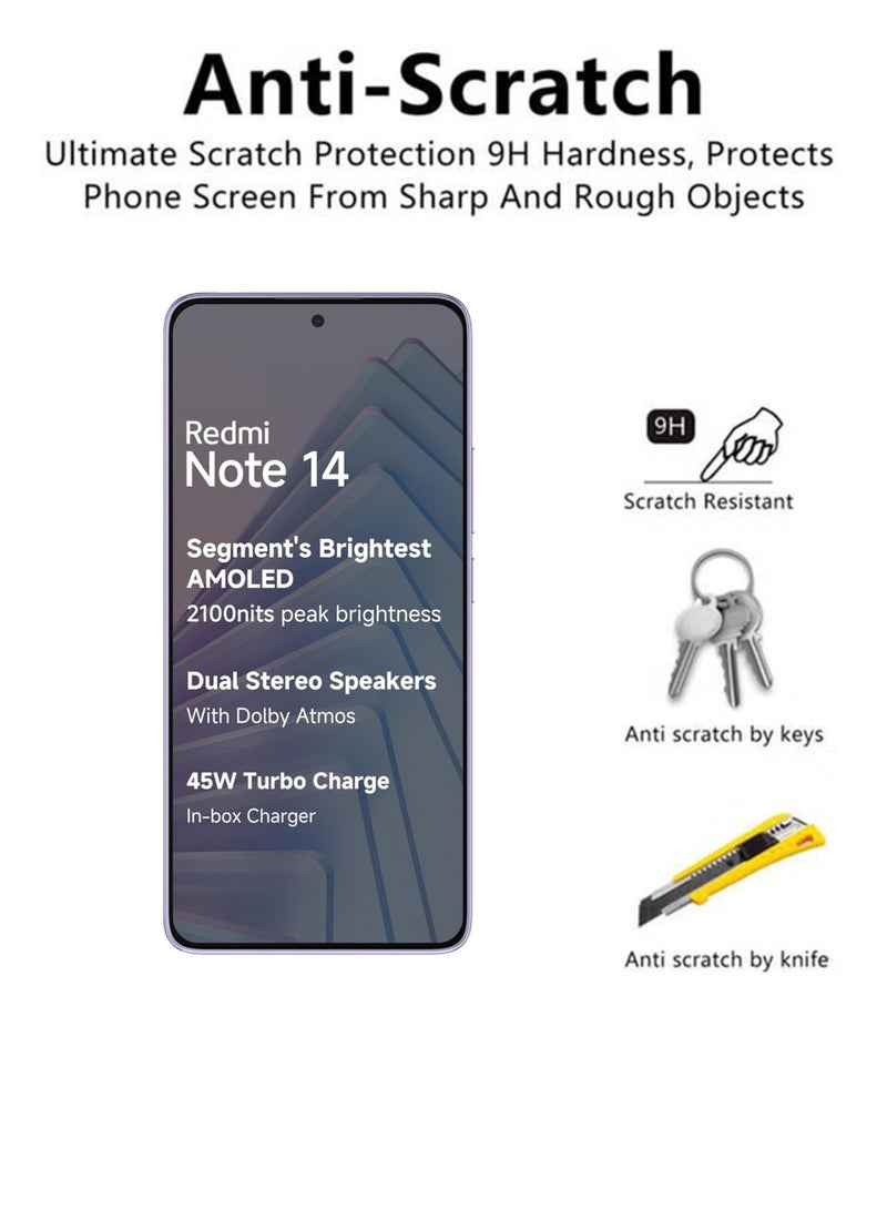 Waldic Xiaomi Redmi Note 14 Screen Protector | Tempered Glass Compatible with Xiaomi Redmi Note 14 | Screen Protector Full HD Quality Tempered Glass Anti-Scratch Edge to Edge Coverage with Easy Installation Kit - Black - Image 3
