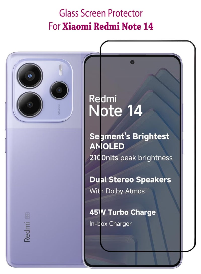 واقي شاشة شاومي ريدمي نوت 14 | زجاج مقسى متوافق مع هاتف Xiaomi Redmi Note 14 | واقي شاشة عالي الجودة من الزجاج المقوى عالي الجودة ومضاد للخدش من الحافة إلى الحافة مع مجموعة أدوات سهلة التركيب - أسود - Image 1