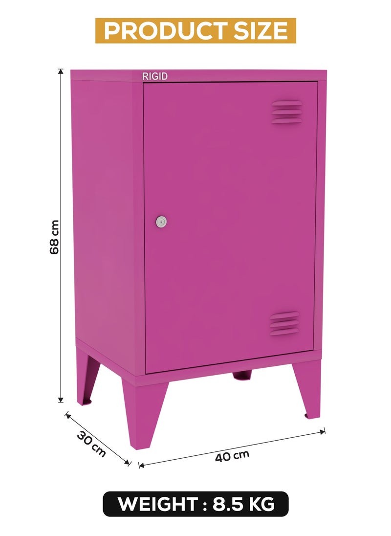 RIGID - Steel Mini Locker with Key Lock Pink 68x40x30cm - Image 1