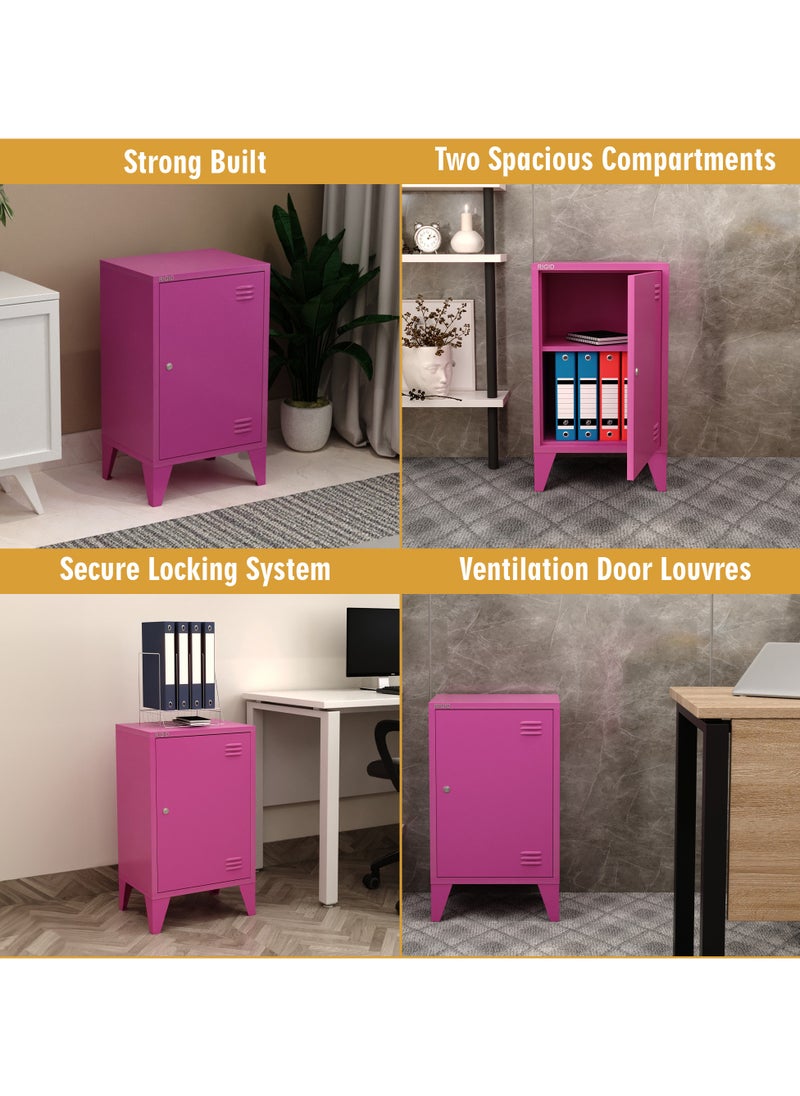 RIGID - Steel Mini Locker with Key Lock Pink 68x40x30cm - Image 1