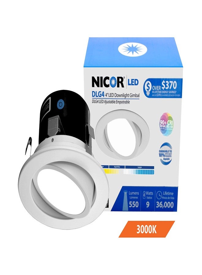 NICOR Lighting 4 inch LED Gimbal Downlight Retrofit Kit in 3000K (DLG4-10-120-3K-WH) - Image 1