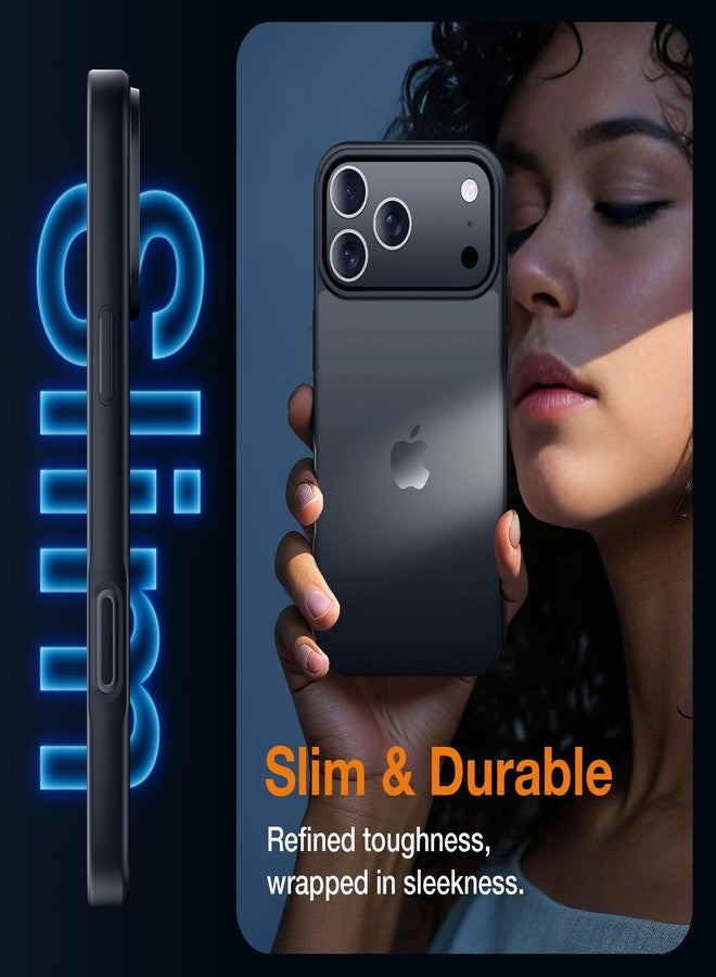 جراب Yriklso لهاتف iPhone 17 Pro Max، واقي شاشة وعدسة كاميرا، مقاوم للصدمات، حماية من السقوط بمعايير عسكرية، غطاء خلفي صلب رفيع وشفاف، أسود - Image 5