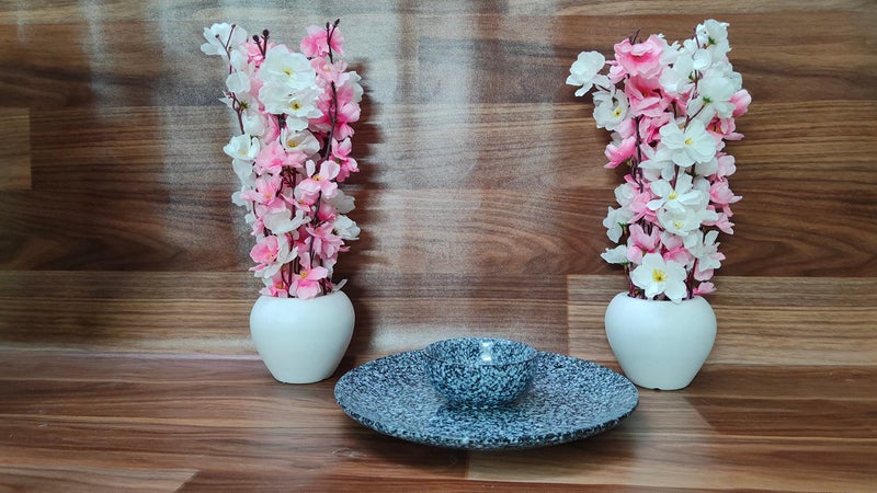 VolCraft Ceramic Dinner Set Including 5 Dinner Plates, 5 Quarter Plates, 5 Katori Bowls Stoneware Crockery Set, Dinnerware Set Microwave & Dishwasher Safe, 15 Pieces - Image 5