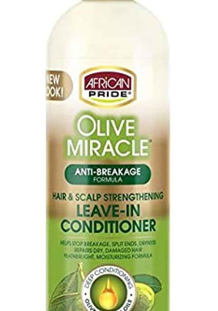 African Pride Olive Miracle Leave-In Conditioner, 12 Ounce - Anti-Breakage Formula for Hair & Scalp Strengthening - Image 1