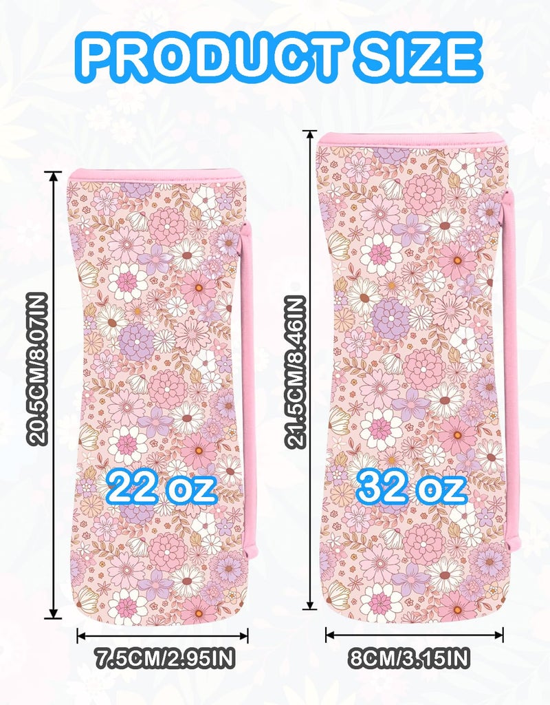 Sleilin 32Oz Cute Printed Sleeve Compatible With Cirkul Water Bottle For Plastic And Stainless Steel Bottles 32Oz Neoprene Sweat-Wicking Material Insulated Cover Designed With Handles(Spring Vibes) - Image 3