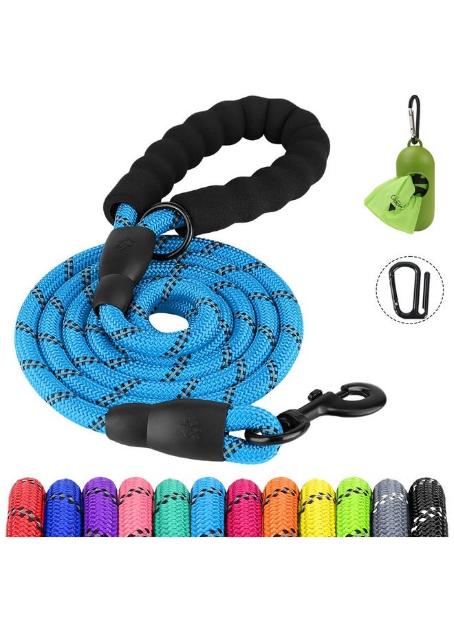 Joytale - Joytale Rope Dog Leash 5/6 FT with Convenient Poop Bag Holder, Heavy Duty Nylon Braided Dog Leash, Highly Reflective Threads Dog Leashes for Medium Large Dogs, SkyBlue, 6'×1/2'' - Image 1