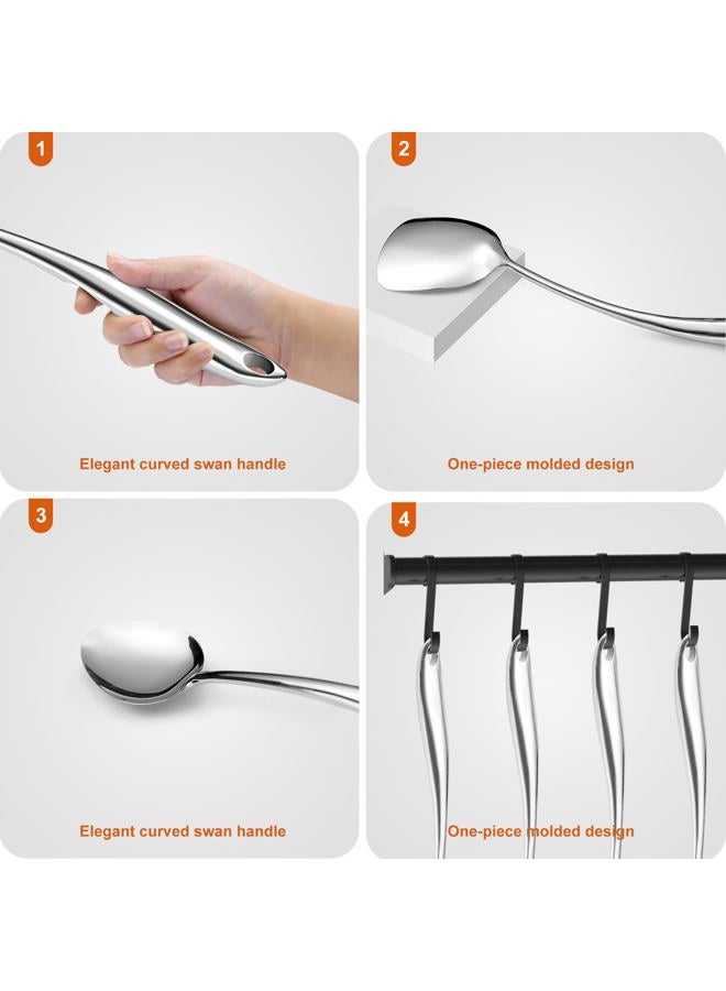 OARSE 304 Stainless Steel Kitchen Utensil Set,11 Pcs Stainless Steel Cooking Utensil,Long Metal Cooking Utensil Gadgets Tools Set with Spatula, Spoon,Skimmer,Tongs etc (Dishwasher Safe) - Image 5
