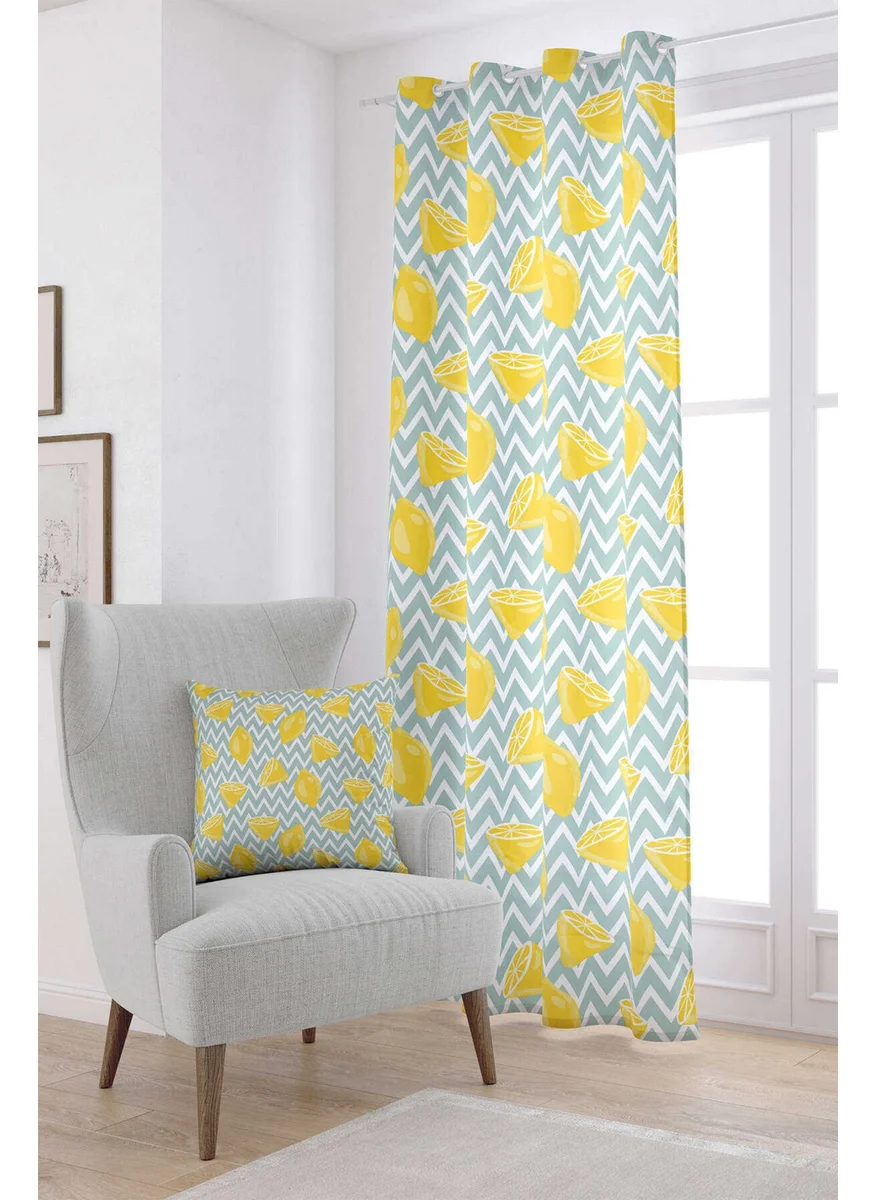 Cango Home White Yellow Lemon Patterned Digital Printed Curtain OYTYK935-PR