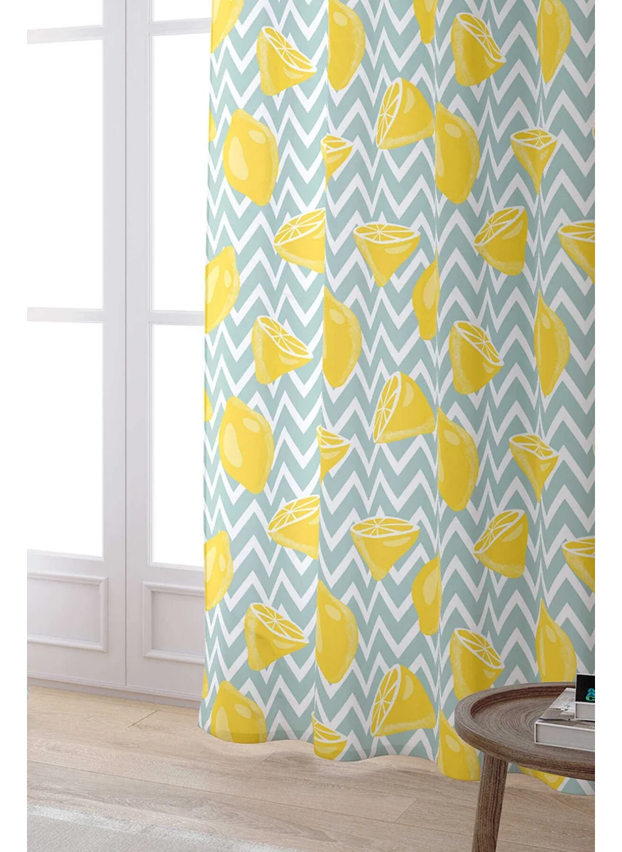 Cango Home White Yellow Lemon Patterned Digital Printed Curtain OYTYK935-PR