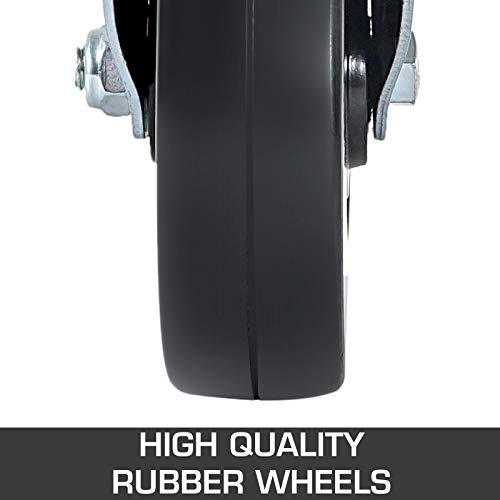 BestEquip 4 Pack 5Inch Scaffolding Rubber Swivel Caster Wheels with Dual Locking Heavy Duty Casters 1.26 Inch Square Stem 440LBS Capacity per Wheel - Image 4