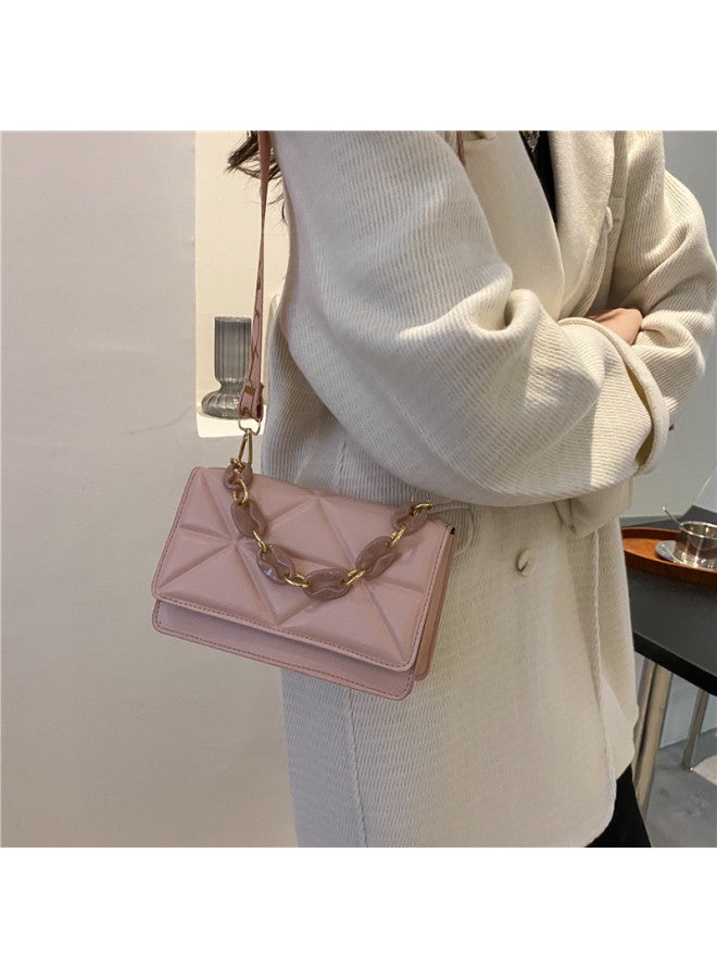 Simple Casual Handbag Fashionable 2021 Vintage Unique Wide Shoulder Strap Single Shoulder Bag Stylish Thick Chain Small Bag-Color:White - Image 4