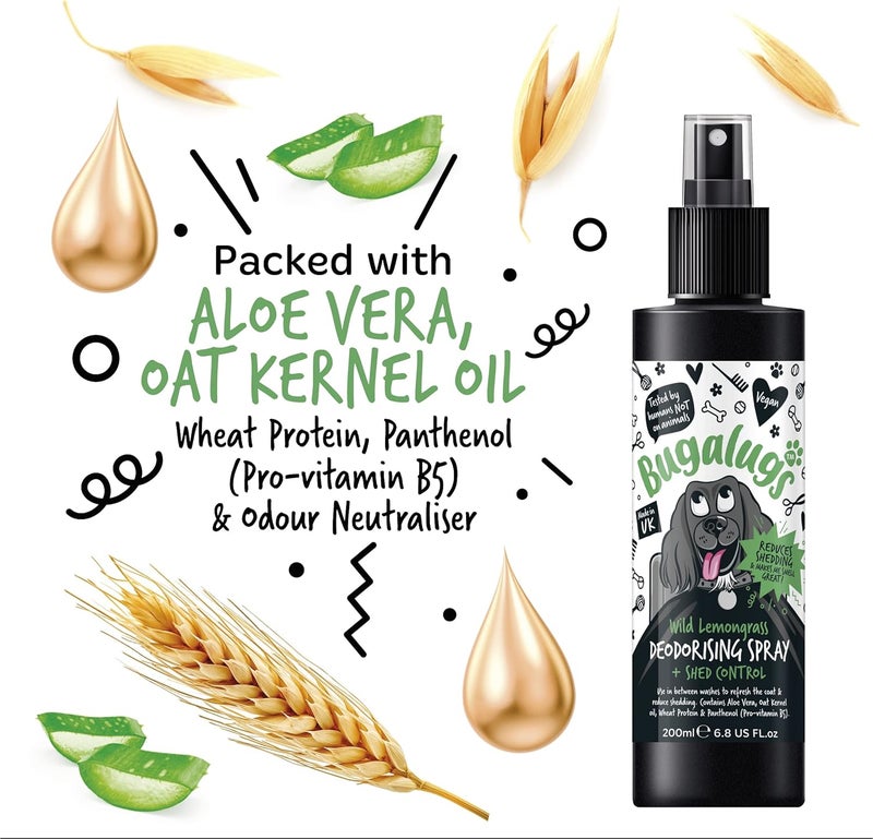 Bugalugs Wild Lemongrass Shed Control Dog Deodorising Spray - 200ML - Image 2