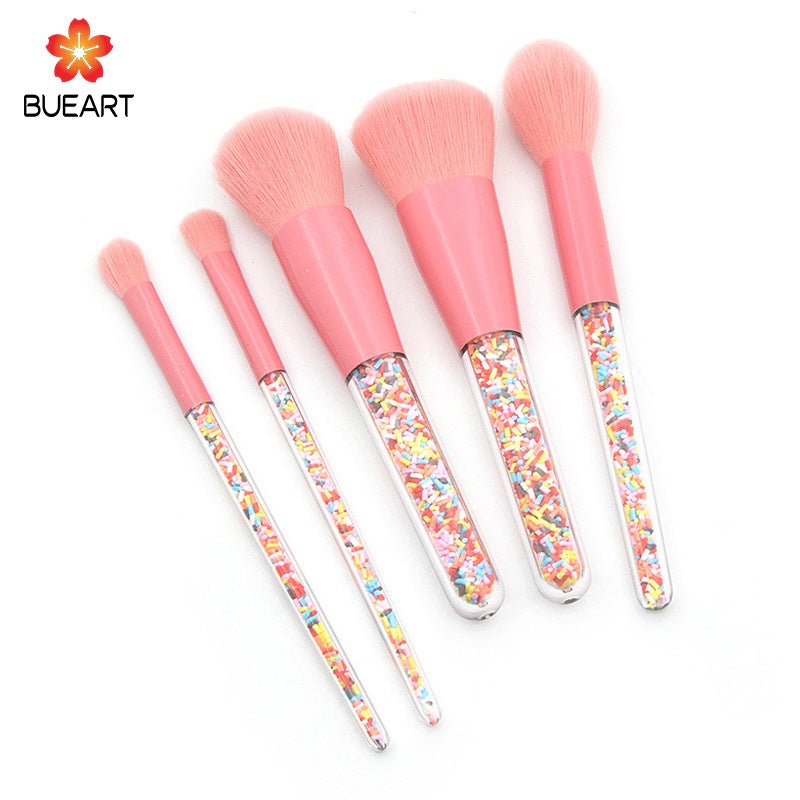 New 5-Piece Makeup Brush Set Pink Ice Cream with Diamond Candy Rainbow Brush Christmas Makeup Brush - Image 2