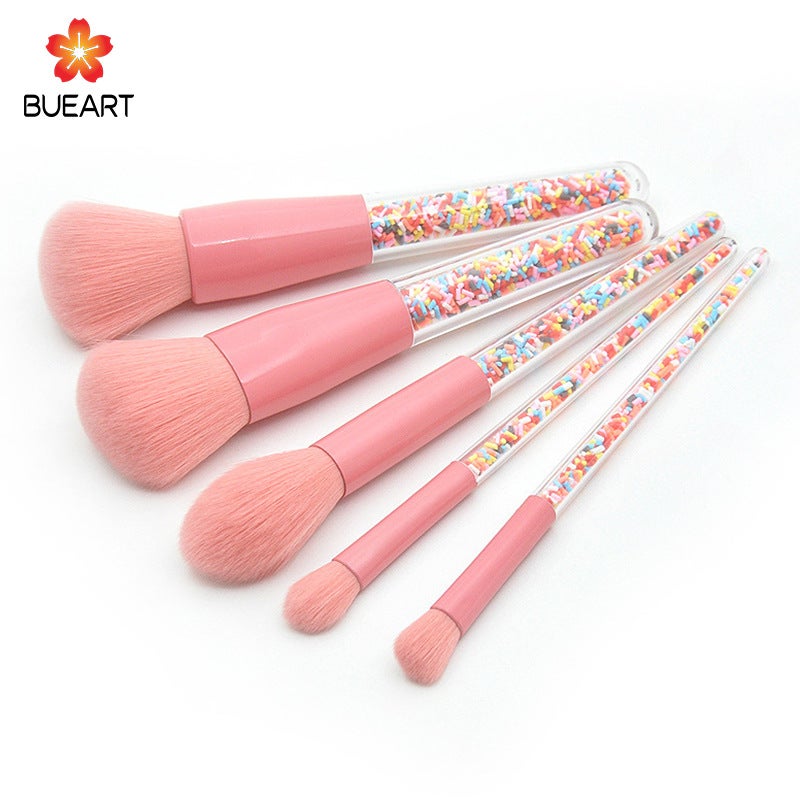 New 5-Piece Makeup Brush Set Pink Ice Cream with Diamond Candy Rainbow Brush Christmas Makeup Brush - Image 5