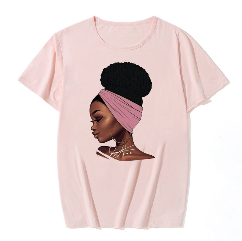 2020 Black Girl Women'S Colorful Short Sleeve T-Shirt Fashion Women'S T-Shirt Supply - Image 2