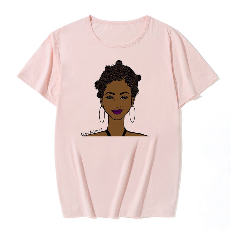 2020 Black Girl Women'S Colorful Short Sleeve T-Shirt Fashion Women'S T-Shirt Supply - Image 1