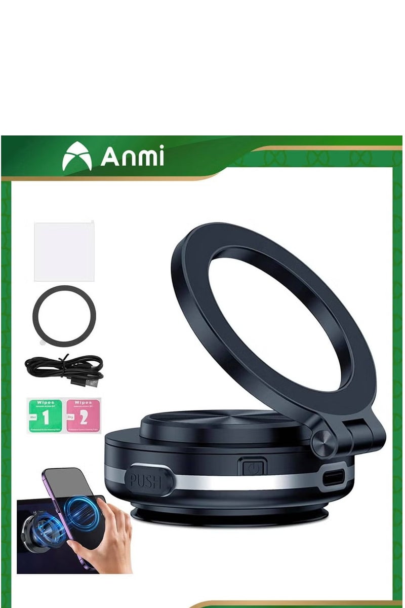 أنمي الكهربائية فراغ المغناطيسي سيارة الهاتف جبل ، 360-تدوير سيارة شفط الهاتف جبل ، متوافق مع جميع أنواع الهاتف (أسود)