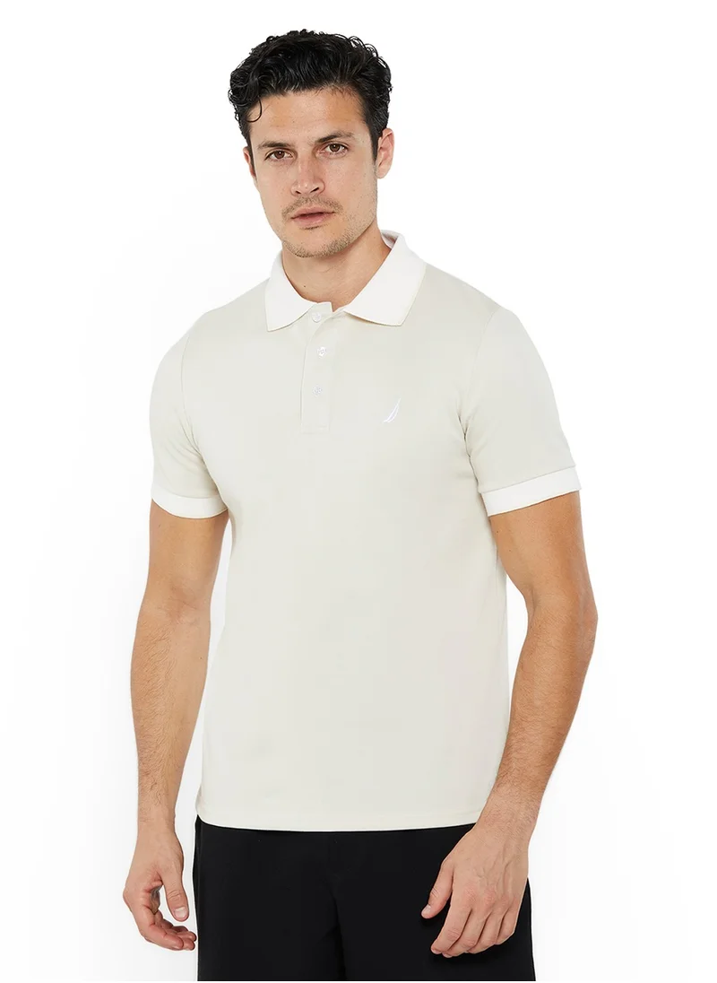 نوتيكا Men's Cotton Blend Beige Polo T-Shirt – Classic Essential for Casual Look