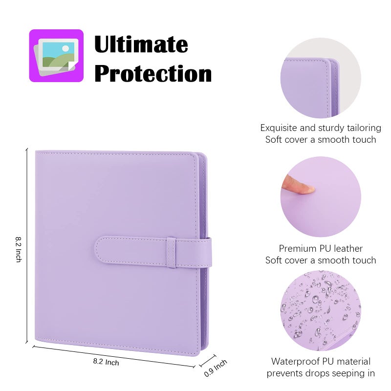 Veicevol 256 Pockets Photo Album for Fujifilm Instax Mini Camera  Photo Album for Polaroid  Leather Cover  Photo Album for Instax Mini 12 11 9 40 90 8 7 Evo LiPlay Instant Camera  2x3 Photo Album Purple - Image 5