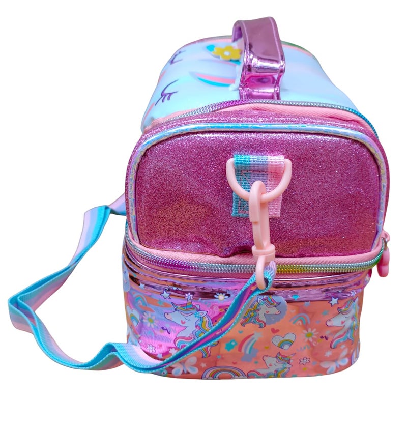ONOTIC Lunch Bag for Kids, Lunch Bag for Office Men, Women and Kids, Canvas Tiffin Bags for School, Picnic, Work, Carry Bag for Lunch Box and Water Bottle (Unicorn Pink Shining) - Image 2