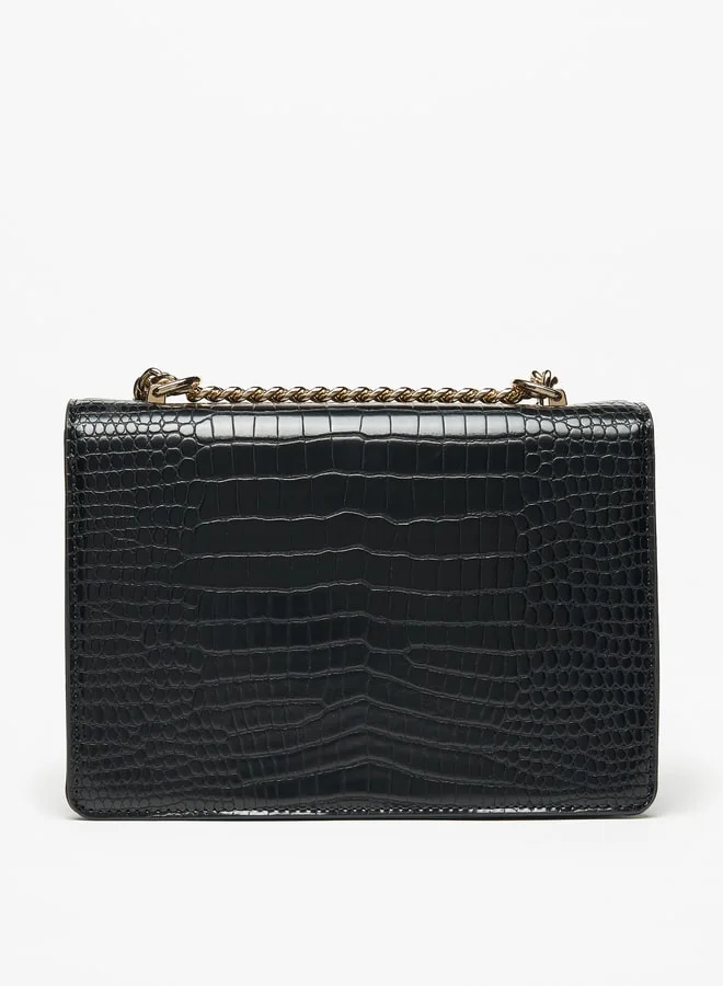 Celeste Women's Textured Crossbody Bag with Chain Strap and Flap Closure