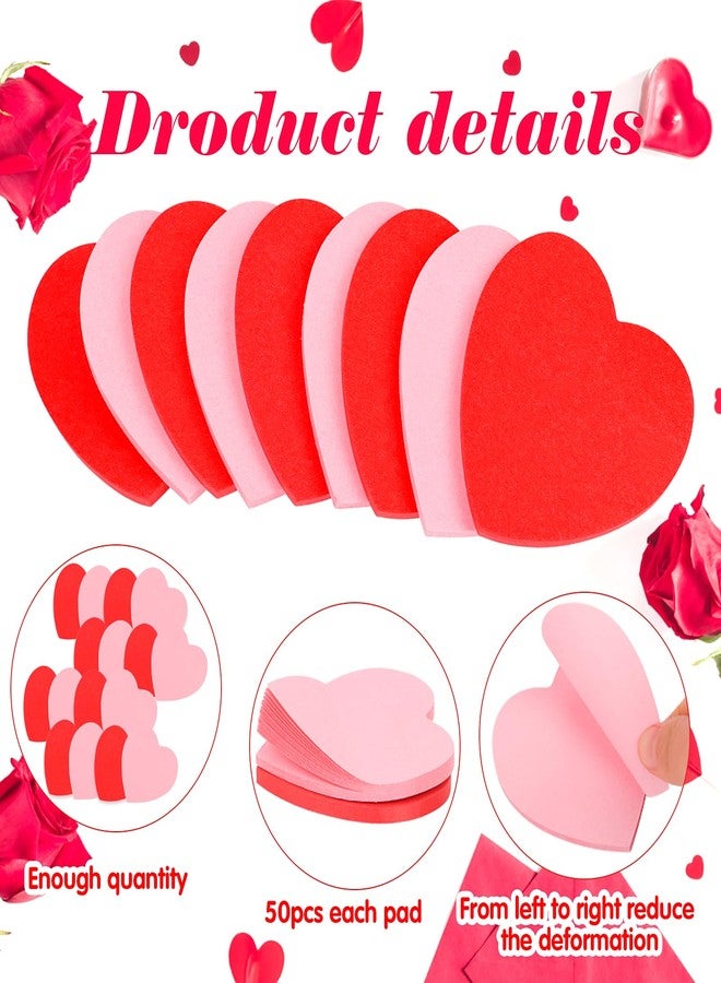 FOIMAS 800pcs Heart Sticky Notes,Valentine's Day Heart Shaped Sticky Note Pads Memo for Valentine's Day School Office Supply,Red and Pink - Image 3