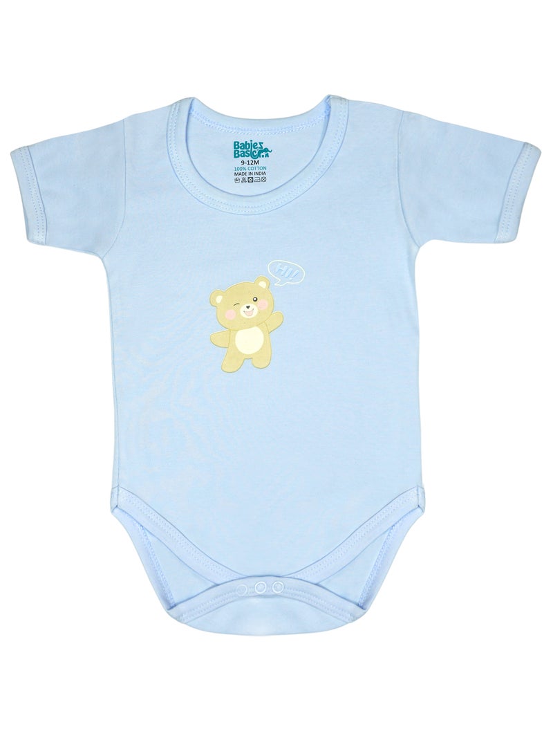 بابيز_بيسك بيبيز بيسك مجموعة هدايا مكونة من 5 قطع قطنية 100٪ للجنسين تشمل السالوبيت ، والرمبر ، والقفازات ، والقبعة ، والبيجامة/البذلة. - Image 3