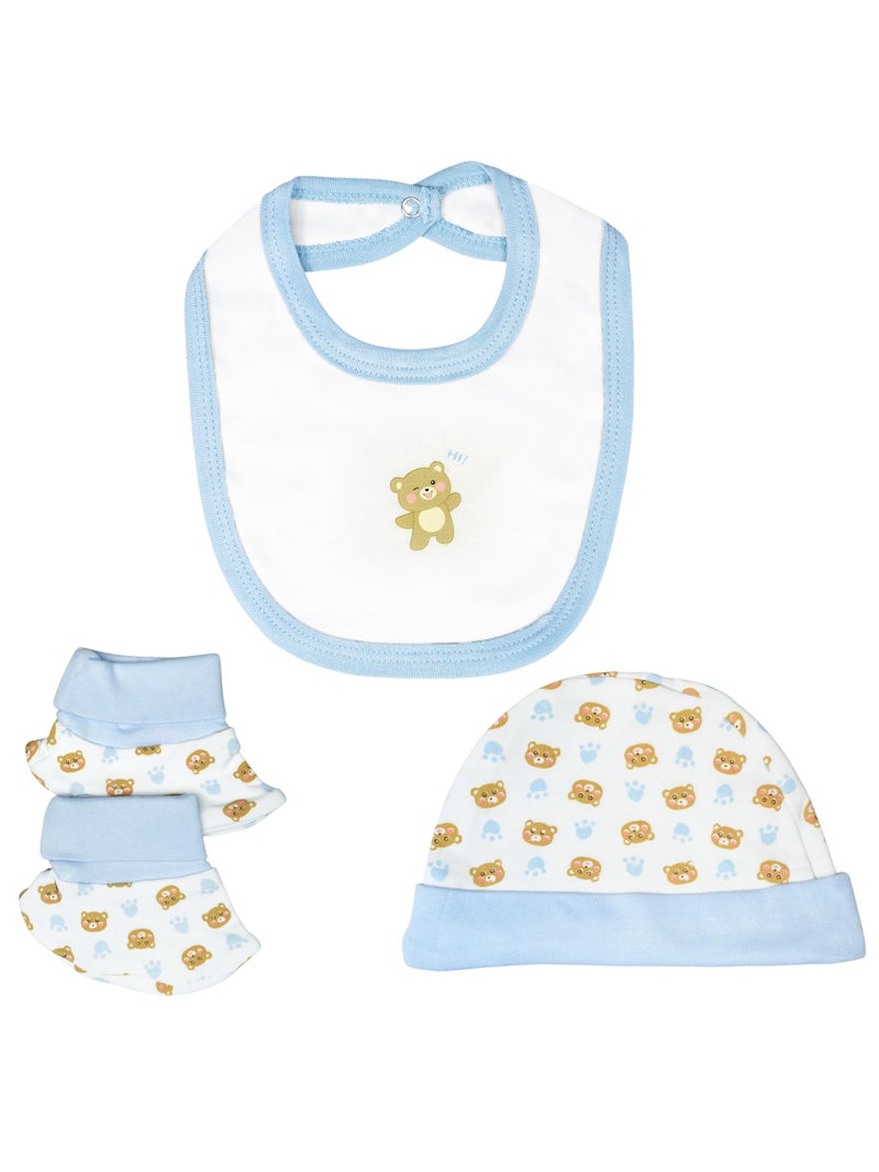 بابيز_بيسك بيبيز بيسك مجموعة هدايا مكونة من 5 قطع قطنية 100٪ للجنسين تشمل السالوبيت ، والرمبر ، والقفازات ، والقبعة ، والبيجامة/البذلة. - Image 4