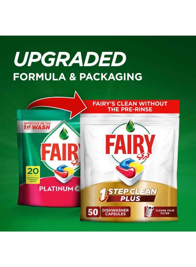 Fairy 1 Step Clean Plus Automatic Dishwasher Tablets Lemon Scent 50 Tablets - Image 4