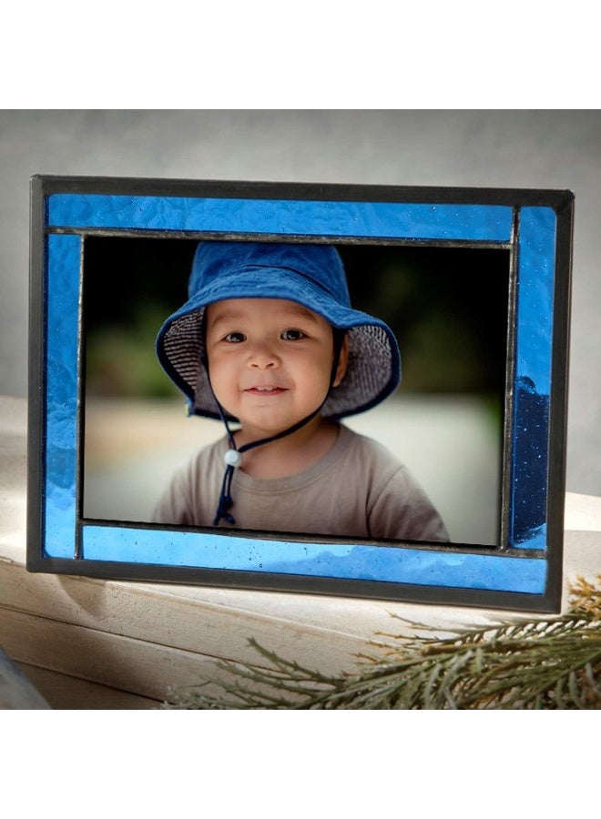 J Devlin Glass Art Blue Picture Frame Stained Glass Easel Back 4x6 Photo Display Horizontal Vertical Home Decor Graduation Gift for Women or Men Family Vacation Pic 32446HV - Image 4