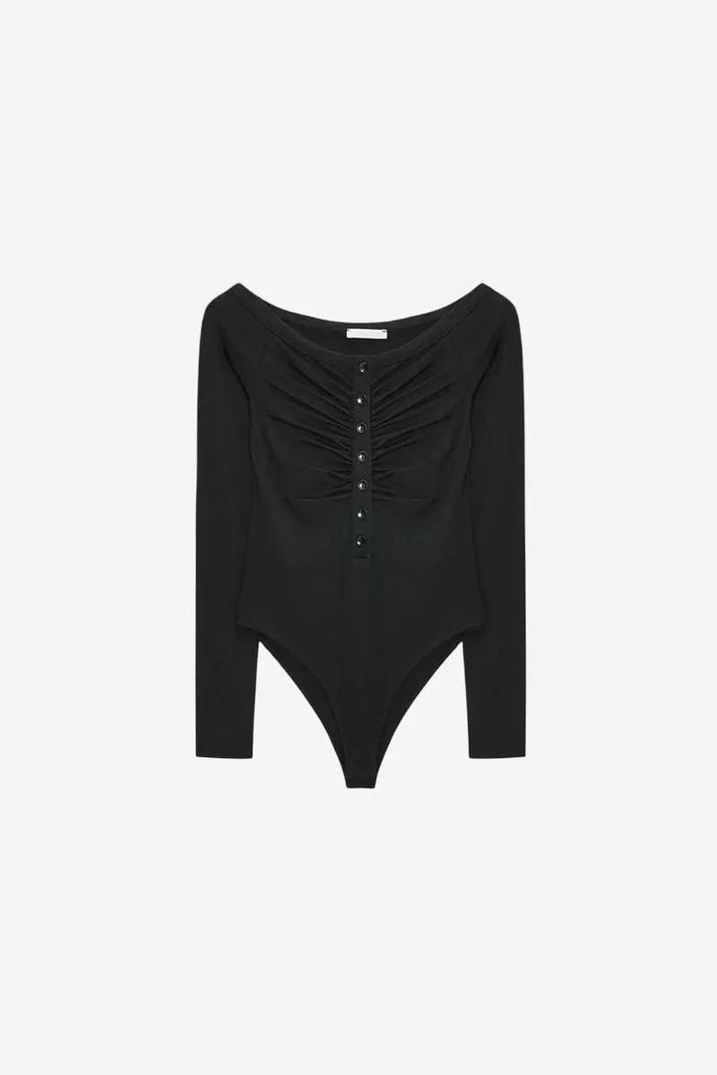 DILVIN Slim-fit Boat Neck Bodysuit Blouse