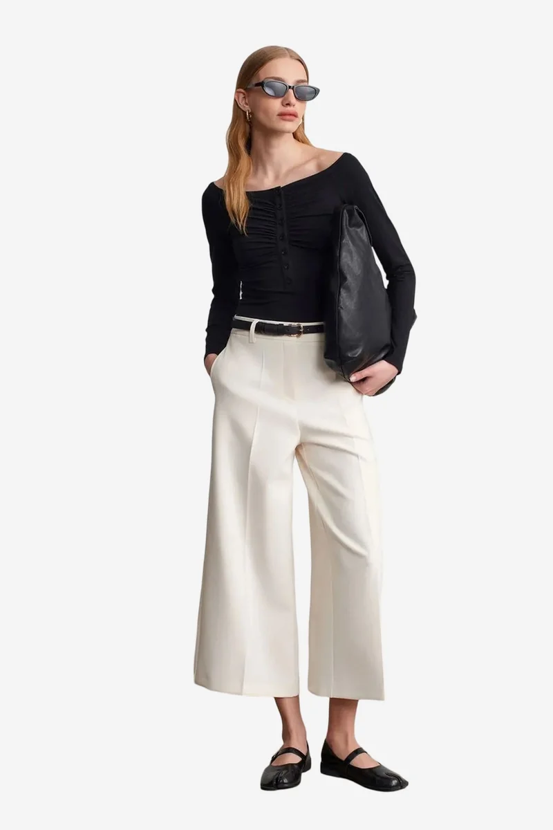 Dilvin Black DILVIN Slim-fit Boat Neck Bodysuit Blouse for Women | Best Price UAE
