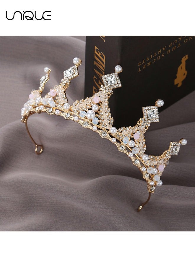 Unique Crystal Princess Crown for Girl Women Ladies, Queen Tiaras with Rhinestone, Gold Birthday Tiaras Headpieces Accessories for Girls Wedding Prom Costume Party, Elegant Crown Lady Girl Bride Wedding Prom - Image 3