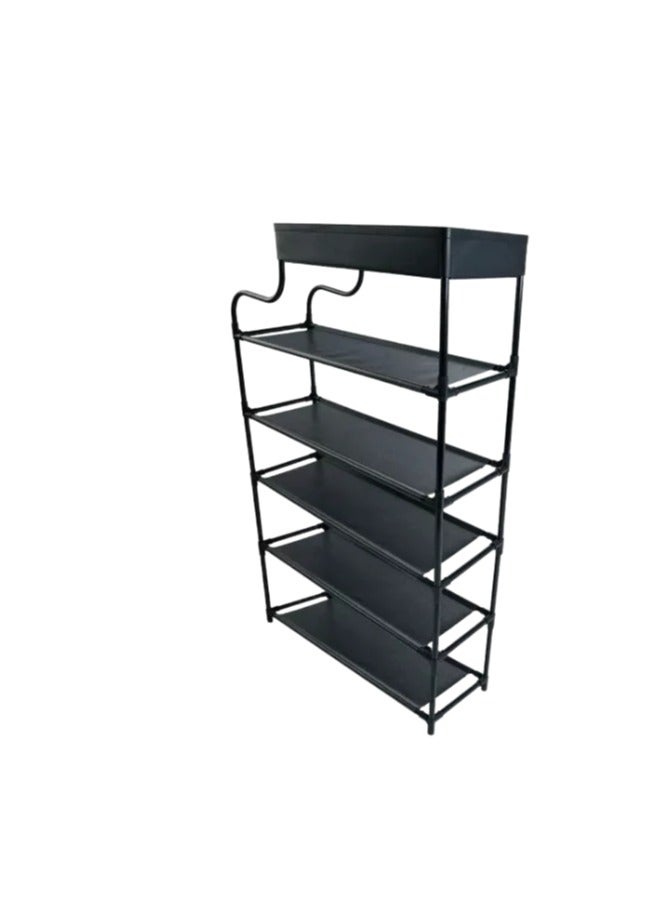 بلومنغ تايم رف منظم أحذية منزلي إبداعي بستة طبقات باللون الأسود - Image 1