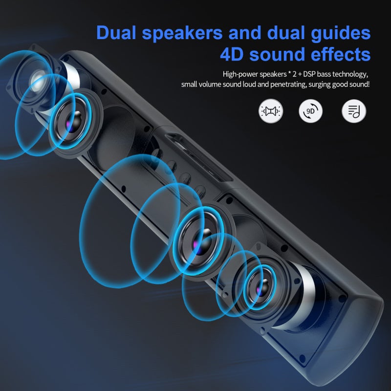 Wireless Speaker: Black 2*10W Double Horns - Bluetooth 5.0 Stable Fast Transmission Portable Speaker With 3600mAh Battery, 8 Hours Playtime, Multi Play Modes, TWS Function For Home Outdoor Music Lover - Image 2